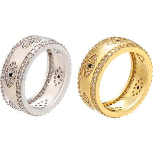 Wave Evil Eye Women Ring Gold Color T Cubic Zirconia Paved Rainbow Lady Finger Ring Wedding Engagement Indian Jewelry Size 7 222