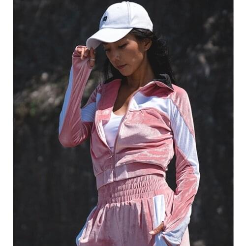 Autumn Winter New Women Patchwork Running Jacket Short Style Long Sleeve Zipper Slim Training Coat Windproof Workout Clothes