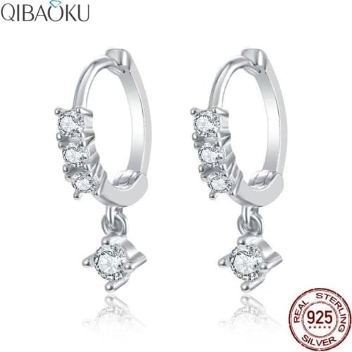 Wedding Earrings 100% 925 Sterling Silver Dangle Earrings & Clear CZ Zircon Drop Earrings for Women Fine Jewelry