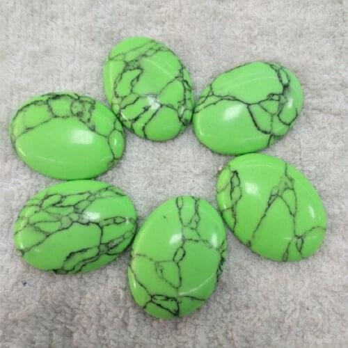 4PCS Nature Imitation Green Turquoise With Crack Black Line 15X20MM 28X36MM Oval Shape No Hole For Women Pendant Making FREE SHI