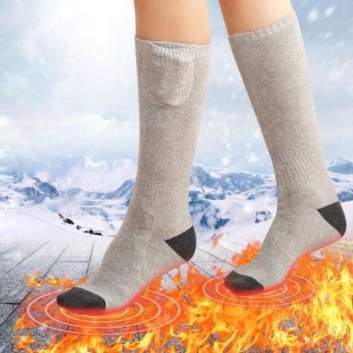 1 Pair Heated Socks Elastic Super Soft Comfortable Electric Warm Sock Boot Feet Warmer USB Rechargable Battery Socks Dropship