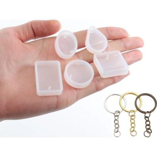 1pcs DIY Keychain Epoxy Resin Molds Pendant Casting Silicone Mould Kit Keyrings For Epoxy UV Resin Jewelry Making Mold Wholesale