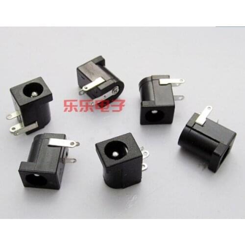 100Pcs Hot Sales High Quality DC-005 Black DC Power Jack Socket Connector DC005 5.5*2.1mm 2.1 socket Round the needle