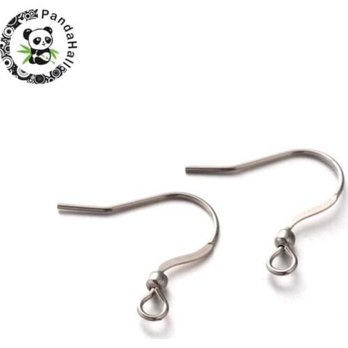 304 Stainless Steel Earring Hooks, Stainless Steel Color, 18x18mm, Hole: 2mm