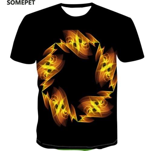 2020 New Fashion Printing Color MenS T-Shirt Psychedelic Abstract Summer Round Neck Line Simple Versatile T-Shirt