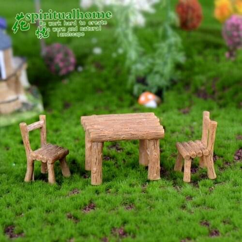 3PCS Micro Landscape Ornament Table Chair Resin Craft Fairy Garden Miniature Terrarium Figurine DIY Waterproof Decoration Kit