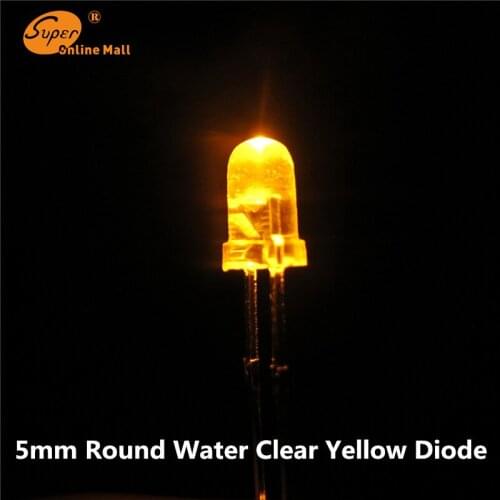 5mm yellow 1000PCS ROUND TOP WATER CLEAR Emitting Diodes Urtal Bright LEDS lamp 5MM led kit