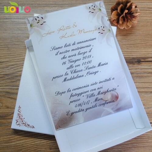 5pcs nice romantic white acrylic card wedding favor fancy lace invitations wholesale
