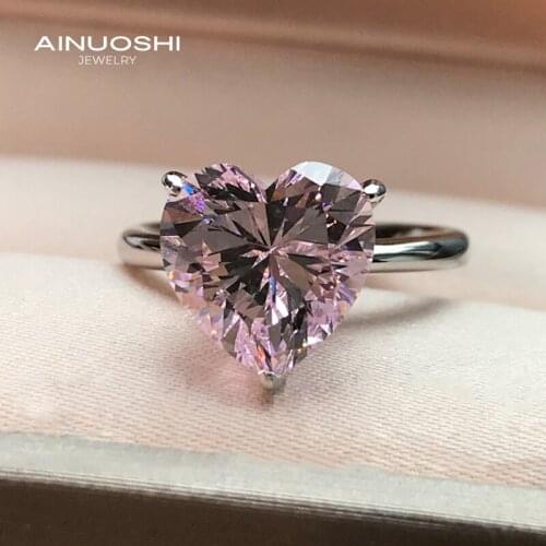 AINUOSHI 925 Sterling Silver 10x10mm Heart-shaped Multiple Gemstone Engagement Rings For Women Solitare Rings