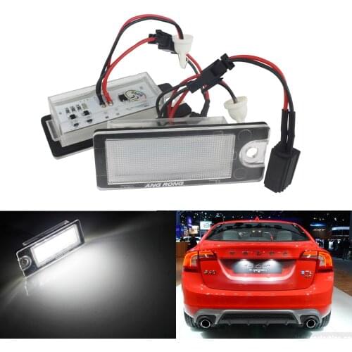 ANGRONG 2x White SMD LED License Number Plate Light Lamp Bulb For Volvo V70 S60 S80 XC70 XC90
