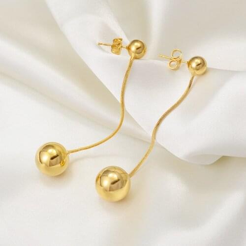 Anniyo Ball Long Earrings for Womens Girl Round Beads Stud Earring Arab Middle Eastern Jewelry Gifts Hawaiian Earrings #241106