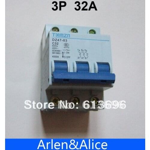 3P 32A 400V~ 50HZ/60HZ Circuit breaker MCB C type