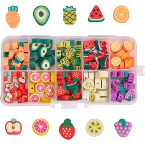 150Pcs/box Fruit Beads 10 Style Handmade Polymer Clay Spacer Beads For Jewelry Making DIY Bracelet Accessories