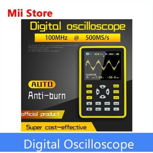 Cleqee 100MHz Analog Bandwidth 2.4-inch TFT Screen 500MS/s Sampling Rate Support Waveform Storage Protable Digital Oscilloscope