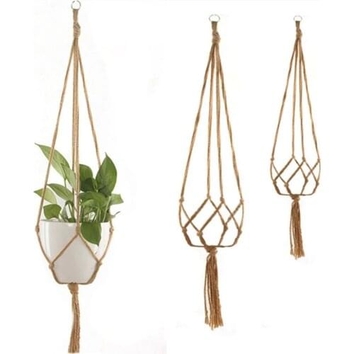 Handmade Macrame Flower Pot Hanging Basket Knotted Rope Flowerpot Net Bag Horticultural Home Indoor And Outdoor Hook