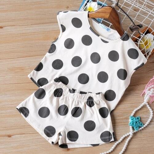 Baby Summer Clothes Polka Dot Printed Clothing Short Sleeve Round Neck Top + Shorts Two Sets Children Clothes Girl