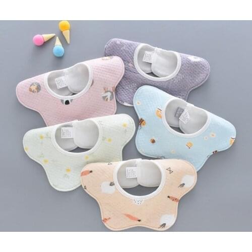 Baby High Quality Saliva Towel Bib Cotton Degree Round Baby Bandana Bibs Flower Heart Style Catoon Stripe Baby Burp Cloths