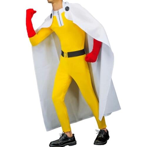 Cosplay Popular Anime One Punch Man Costumes Saitama Cosplay Halloween Christmas Jumpsuits Outfits with Cloak for Adults Kids