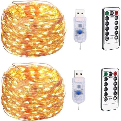 USB remote control copper wire low voltage light string 10 meters 100 LED 8 function Christmas decoration light string