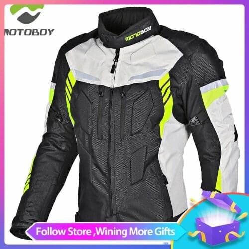 MOTOBOY new Motorcycle Jacket with Waterproof and Warm Liner and CE Protectors Coat for 4 Season Wear