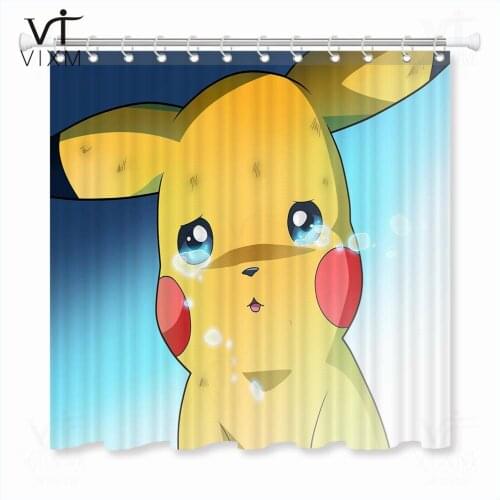 Cartoon PokemonShower Curtain Funny Japanese Anime Waterproof Bathroom Curtain Polyester Fabric Bath Decor Bathing Covering Sets