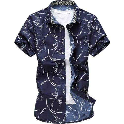 Men Summer fashion Classic business print floralShort sleeve shirts casual Plus Size 7XL camisa masculina hawaiian shirt homme
