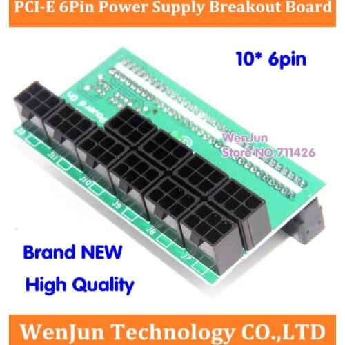 NEW arrived 10* 6Pin Power Supply Breakout Board Adapter 1600W For Ethereum Mining ETH ZEC DPS-800,DPS-1200FB,PS-2751-5Q