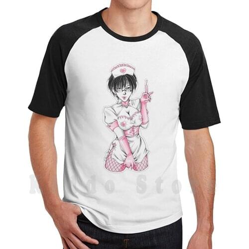 Naughty Nurse T Shirt Men Cotton Cotton S - 6Xl Hentai Ecchi Nurse Maid Fetish Erotic Erotic Art Kinky Latex Bdsm Syringe Pink