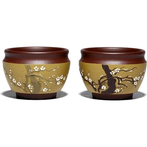 Pair Cup Zisha Yixing Master Couple Cups Chinese Kung fu Tea Set Drinkwear Christmas Gift Purple Clay 140ml High Quality