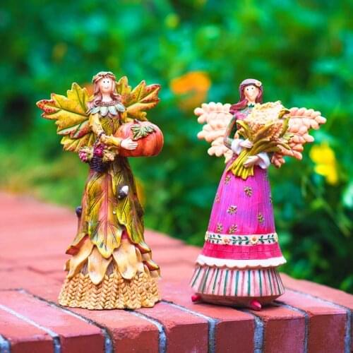 Resin Character Angel Garden Sculpture Harvest Festival Craft Garden Decoration Outdoor American Village Ornament