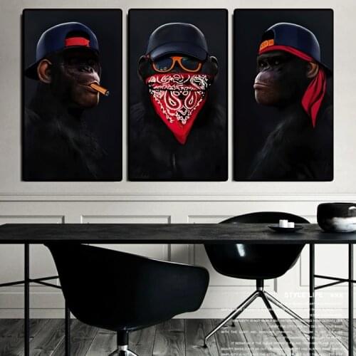 Funny Smoking Orangutan Canvas Posters and Prints Masked Monkey Canvas Art Pictures for Modern Home Living Room Wall Cuadros