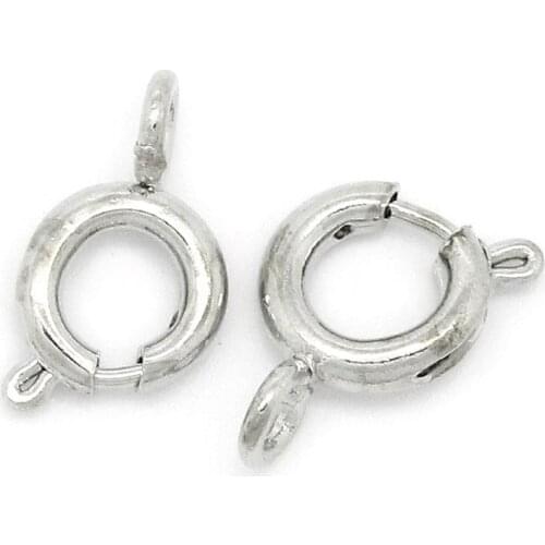DoreenBeads Copper Bolt Spring Ring Clasp Round silver color 7mm( 2/8") x 9mm( 3/8"), 9 Pieces Hot new