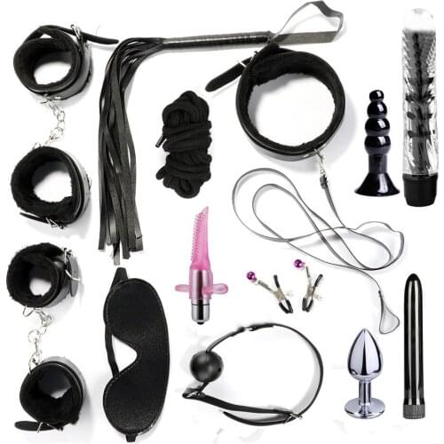 Adult Sex Toys For Couples G spot vibrators Adult game Bondage Vibrator SM Bondage Leather handcuffs Clit stimulator Sex Machine