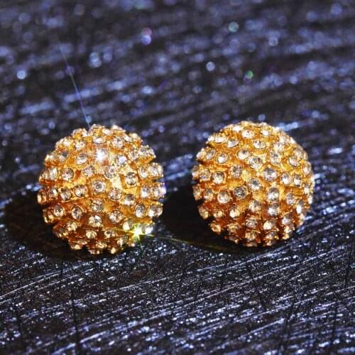 DIWENFU Real18K Gold Stud Earring for Women Aros Mujer Oreja Orecchini Bizuteria Yellow Topaz Jewelry 18 K Gold Earring Girls