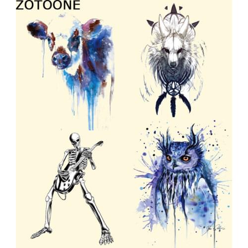 ZOTOONE Iron on Heat Transfer Patches for Clothing Skull Animal Patches DIY Stripes Applique T-shirt Custom Sticker E