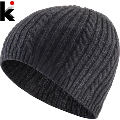 Knitted Skullies Beanies Mens Autumn Casual Knit Wool Hat Solid Color Skullcap Boys Winter Outdoor Bonnet Gorras Women Hats