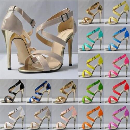 Plus Size 42 Women Classic Thin High heels Fetish Sandals Round Toe PU 11CM Buckle Strap zapatos de mujer women shoes size 35-42