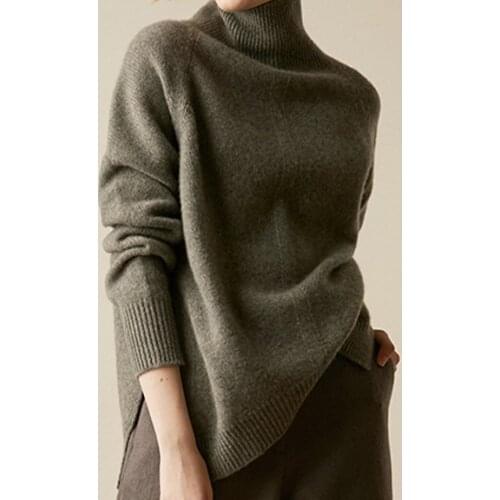 Women Sweaters 2020 Autumn and Winter Thick Sweater Pullover High Collar Lapel Loose Lazy Knit Bottoming Sweater Women