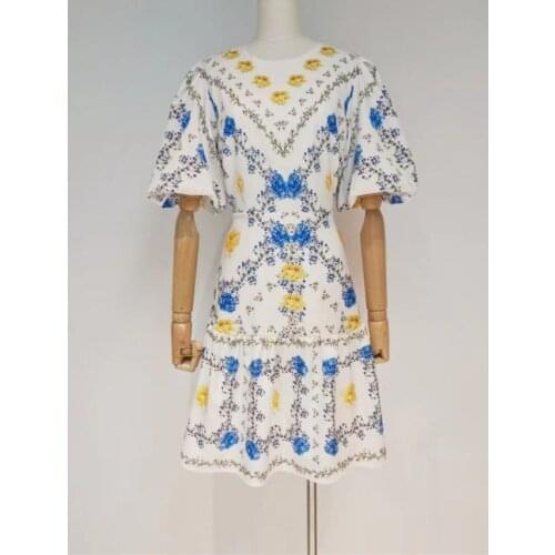 2021 Dresses Women Short Sleeve Sexy Mini Dress High Quality Hollow Out Fashion Holiday Dress Mini Dress Vestidos