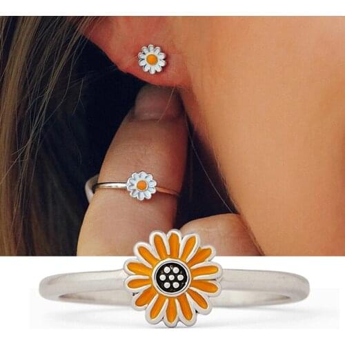 2021 Women Daisys Embellished Design Metal Ring Open Adjustable Rings For 2021 New Fashion Ring TY66