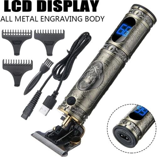 1PC Electric Cordless Zero Gapped Trimmer Hair Clipper Razor Haircutting Beard Shaver LCD Display W/ Limiting Comb