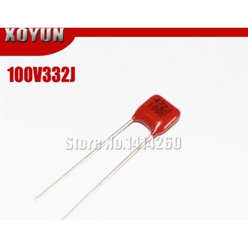 10pcs/lot CBB 100V332J 3.3NF Pitch 5MM 332J 100V CBB Polypropylene film capacitor