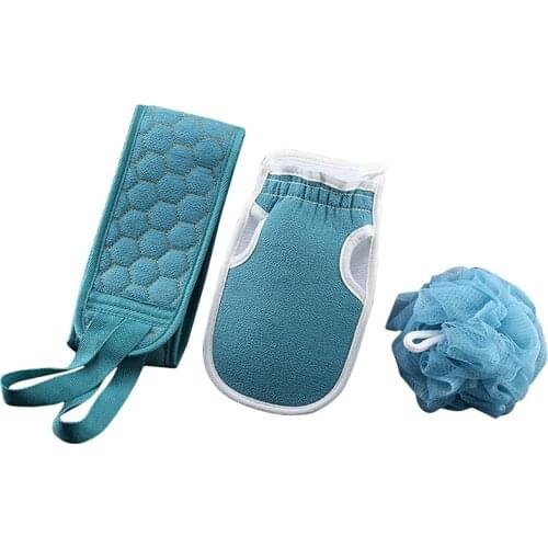 3pcs/set Home Bath Shower Body Cleaning Washcloth Bath Gloves Brush Ball Back Scrubber Set Exfoliating Skin Towel Bath Gloves