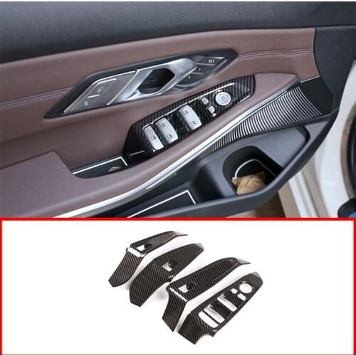 Car Accessorie Interior Window Lift Switch Button Protection Decoration Frame Cover Trim For BMW 3 Series G20 G28 2019-2020 4Pcs