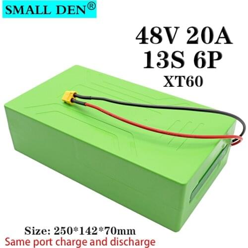 48V 20A 18650l lithium battery pack 13S6P1000W same port 25A balanced BMS electric bicycle battery with waterproof case