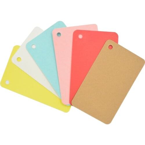 6pcs Mixed color Kraft Paper Tags Rectangular Label Luggage Wedding Note DIY Blank price Hang tag Kraft Gift 9*5.4cm 18811