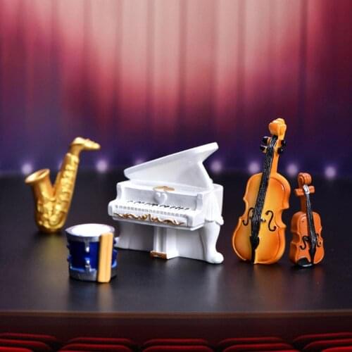 7Pcs Musical Instrument Micro Landscape Piano Violin Saxophone Ornament Decor Home Decoration Garden Cafe Table Decor