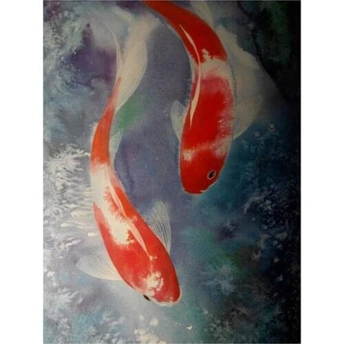 DIY Diamond Painting Full Diamond Round 2 Koi Cross Stitch Embroidery Home Decoration