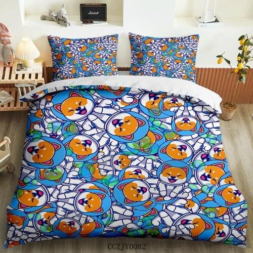 BailiPromise cute animal astronaut jogo de cama bedroom 3D Print cartoon Pillowcase Soft Duvet Cover kids Queen King 2/3pc