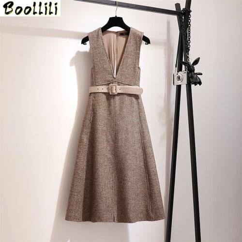 Boollili Spring Autumn Dress Women Clothes 2020 Vintage Korean Elegant Dress Two Piece Set Sweater Dress Ladies Dresses Vestidos